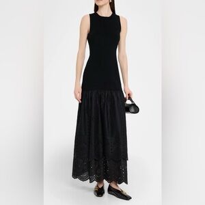 Rails Black Eyelet Lavina Embroidered Drop‎ Waist Maxi Dress Women's size XL